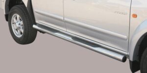 Boční ochranné nerezové nášlapy s plastovými prolisy - tyč