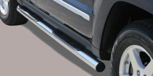 Boční ochranné nerezové nášlapy s plastovými prolisy - tyč