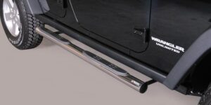 Boční ochranné nerezové nášlapy s plastovými prolisy - tyč