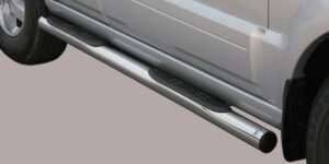 Boční ochranné nerezové nášlapy s plastovými prolisy - tyč