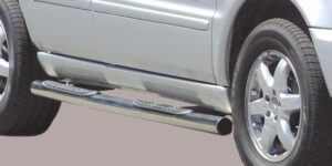 Boční ochranné nerezové nášlapy s plastovými prolisy - tyč