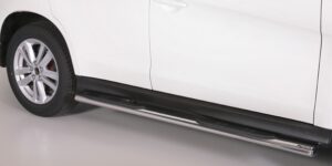 Boční ochranné oválné nerezové nášlapy s plastovými prolisy pro Mitsubishi ASX 2013-