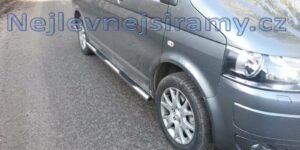 TA Boční ochranné nerezové nášlapy trubky s prolisy pro Volkswagen T5 Facelift/T6