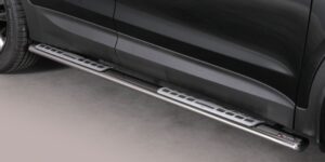 Boční ochranné oválné nerezové nášlapy s hliníkovými prolisy