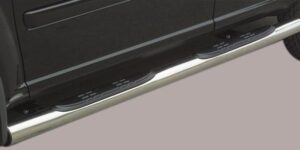 Boční ochranné nerezové nášlapy s plastovými prolisy - tyč