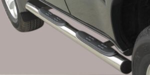 Boční ochranné nerezové nášlapy s plastovými prolisy - tyč