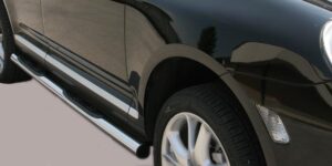 Boční ochranné nerezové nášlapy s plastovými prolisy - tyč