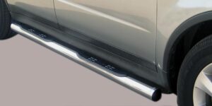 Boční ochranné nerezové nášlapy s plastovými prolisy - tyč