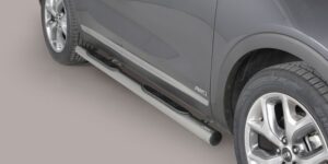 Boční ochranné nerezové nášlapy s plastovými prolisy - tyč