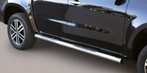 Boční ochranné nerezové nášlapy s plastovými prolisy - tyč