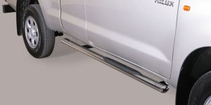 Boční ochranné oválné nerezové nášlapy s plastovými prolisy