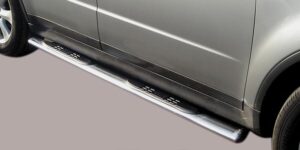 Boční ochranné oválné nerezové nášlapy s plastovými prolisy