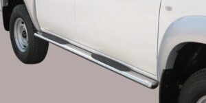 Boční ochranné oválné nerezové nášlapy s plastovými prolisy