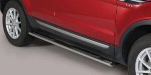 Boční ochranné oválné nerezové nášlapy s plastovými prolisy