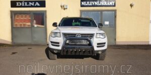 TA Přední ochranný nerezový rám s krycím plechem pro Volkswagen Touareg od 2010 s přídavným led světlem