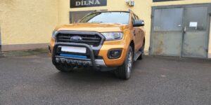 TA Přední ochranný nerezový rám černý se zuby s led přídavným světlem průměr 70mm pro Ford Ranger
